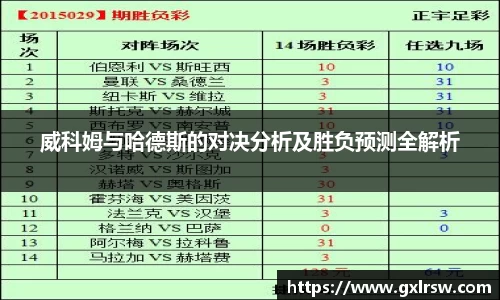 威科姆与哈德斯的对决分析及胜负预测全解析